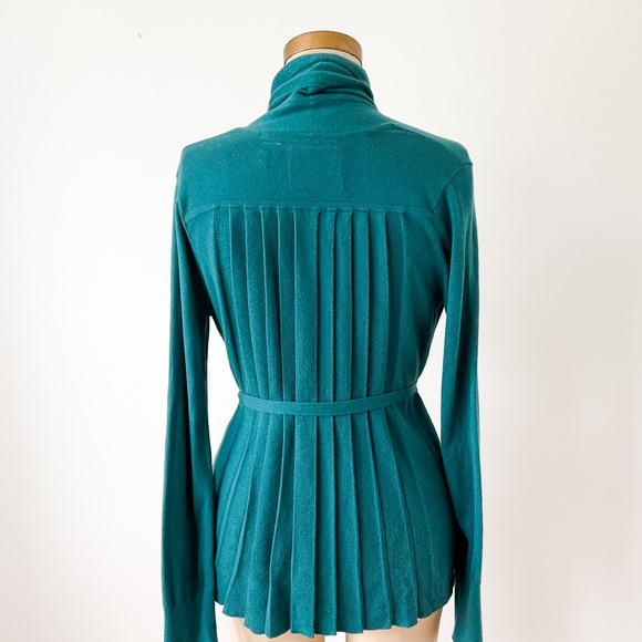 Anthropologie Angel of the North Cashmere Cotton Pleated Cardigan Size Medium - Picture 5 of 15